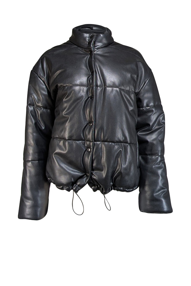Rails - Black Faux Leather Puffer Jacket Sz M - Current Boutique