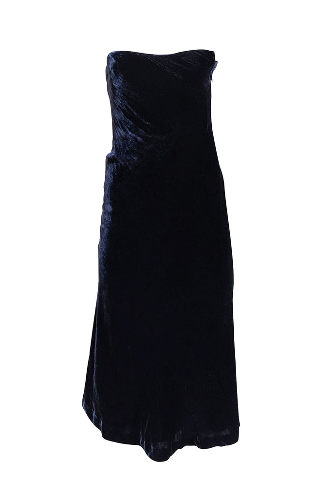 Ralph Lauren - Navy Strapless Velvet Midi Dress Sz 2