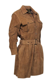 Current Boutique-Ralph Lauren Rugby - Tan Goat Suede Button-Up Long Sleeve Romper Sz 8