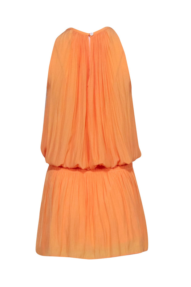 Ramy Brook - Pastel Orange Satin Smocked Drop Waist Dress Sz XS Ramy Brook - Pastel Orange Satin Smocked Drop Waist Dress Sz XS