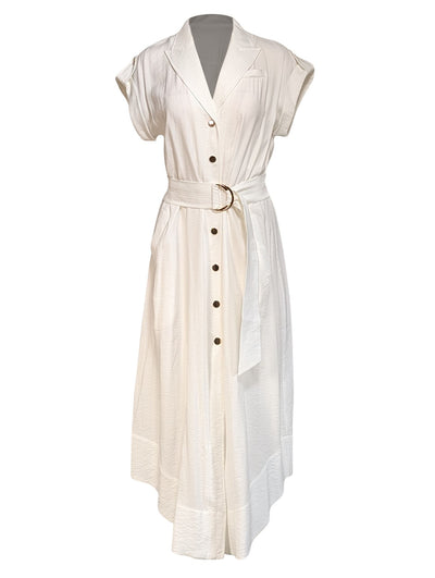 Current Boutique-Ramy Brook - White Textured Midi Shirtdress Sz XS