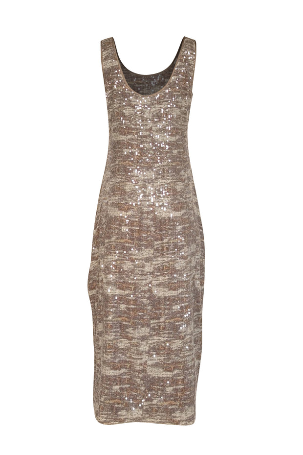 Ramy Brook - Grey & Taupe Print Sequin Sleeveless "Artie" Dress Sz L Ramy Brook - Grey & Taupe Print Sequin Sleeveless "Artie" Dress Sz L