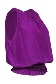 Current Boutique-Ramy Brook - Purple Satin Ruched Sleeveless Top Sz S