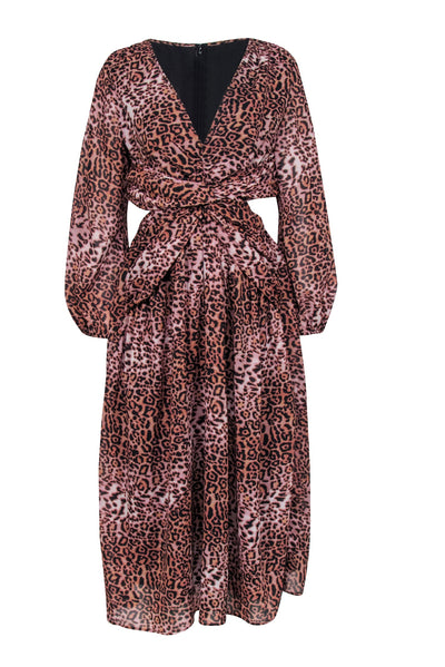 Ranna Gill x Anthropologie - Tan & Blush Leopard Print Cut-Out Midi Dress Sz M Ranna Gill x Anthropologie - Tan & Blush Leopard Print Cut-Out Midi Dress Sz M