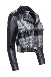 Current Boutique-Rebecca Minkoff - Black & White Wool & Leather Moto Jacket Sz XS