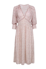 Current Boutique-Rebecca Taylor - Cream w/ Pink Floral Print Crinkled Chiffon Dress Sz 10
