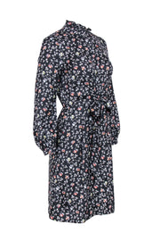 Current Boutique-Rebecca Taylor - Black & Multi Color Floral Print Tie Front Dress Sz 2