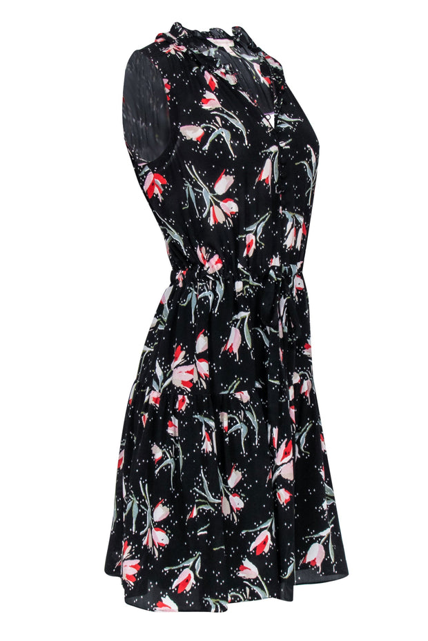 Current Boutique-Rebecca Taylor - Black Tulip Sleeveless w/ Notched Neckline Mini Dress Sz 4