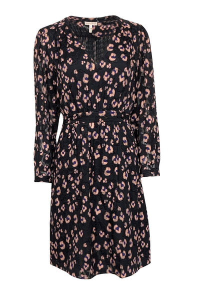 Rebecca Taylor Cheetah Satin Jacquard V-Neck Dress, 6 Rebecca Taylor Cheetah Satin Jacquard V-Neck Dress, 6