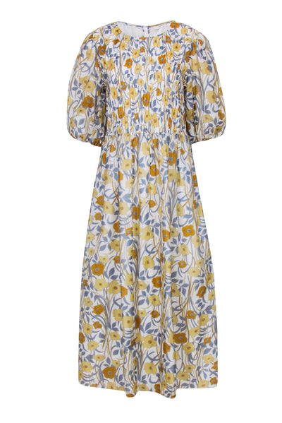 Current Boutique-Rebecca Taylor - Ivory w/ Yellow & Blue Floral Print Maxi Dress Sz XL