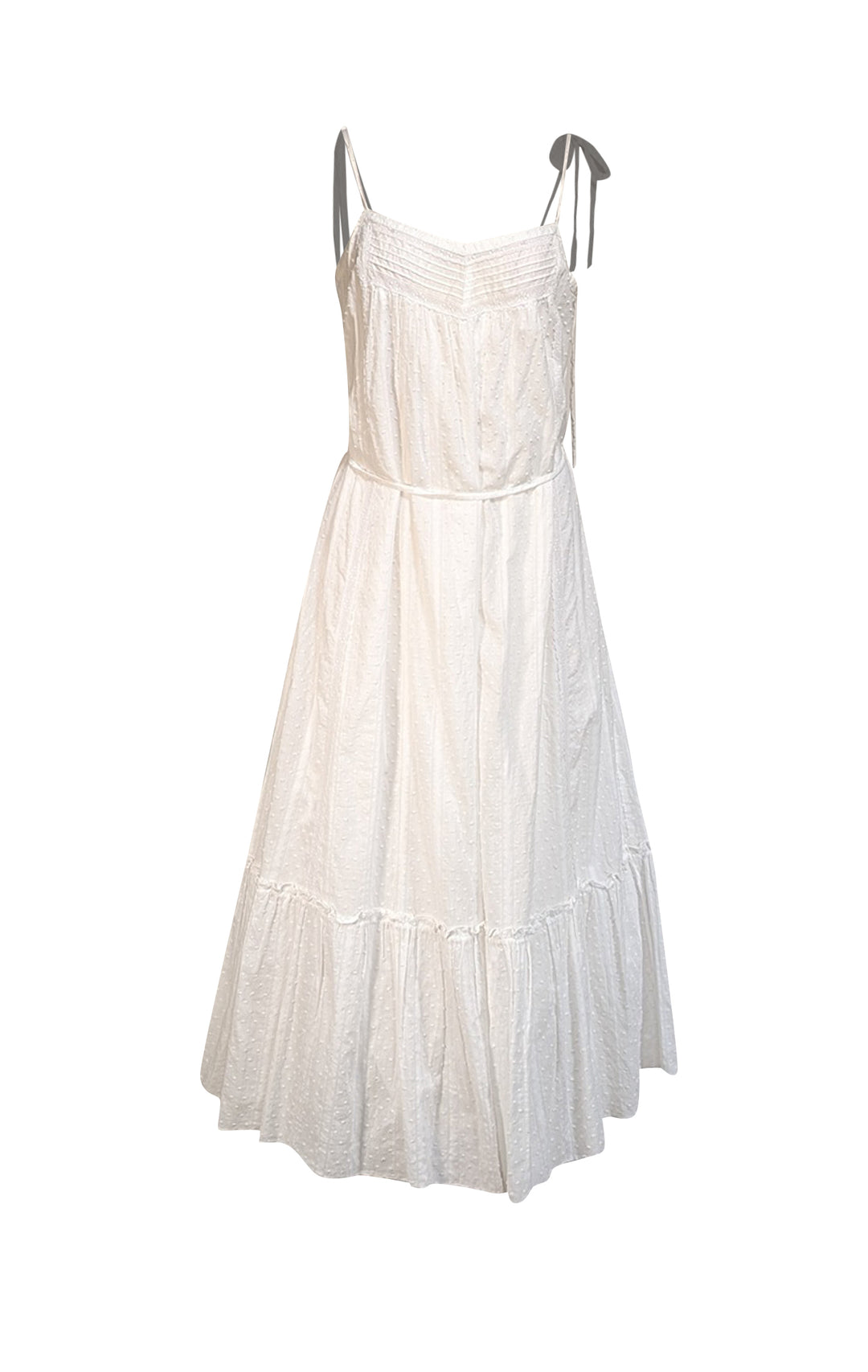 La Vie Rebecca Taylor - White Clip Dot Cotton Midi Dress Sz M
