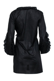 Current Boutique-Rebecca Taylor - Black Ruffle Trim Detail Wrap Dress Sz XS