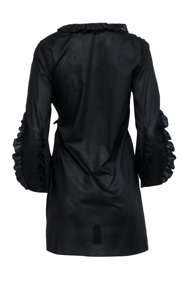 Current Boutique-Rebecca Taylor - Black Ruffle Trim Detail Wrap Dress Sz XS