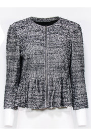 Current Boutique-Rebecca Taylor - Black & White Tweed Peplum Jacket Sz 10