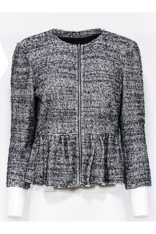 Current Boutique-Rebecca Taylor - Black & White Tweed Peplum Jacket Sz 10