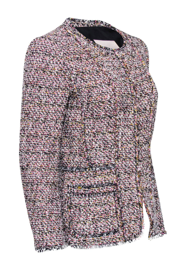 Current Boutique-Rebecca Taylor - Black, White, Yellow, & Pink Woven Tweed Jacket Sz 8