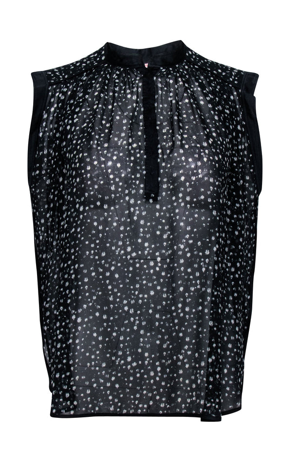 Current Boutique-Rebecca Taylor - Black & Cream Print Semi Sheer Blouse Sz 0