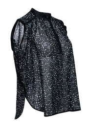 Current Boutique-Rebecca Taylor - Black & Cream Print Semi Sheer Blouse Sz 0