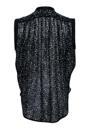 Current Boutique-Rebecca Taylor - Black & Cream Print Semi Sheer Blouse Sz 0