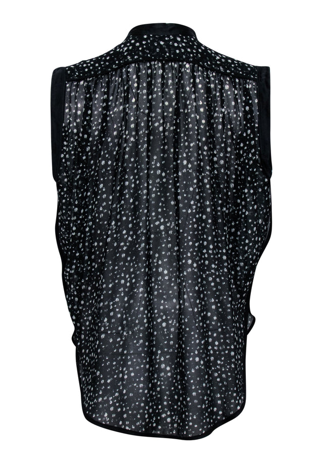 Current Boutique-Rebecca Taylor - Black & Cream Print Semi Sheer Blouse Sz 0