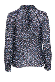 Current Boutique-Rebecca Taylor - Black & Blue Floral Print Blouse Sz 4