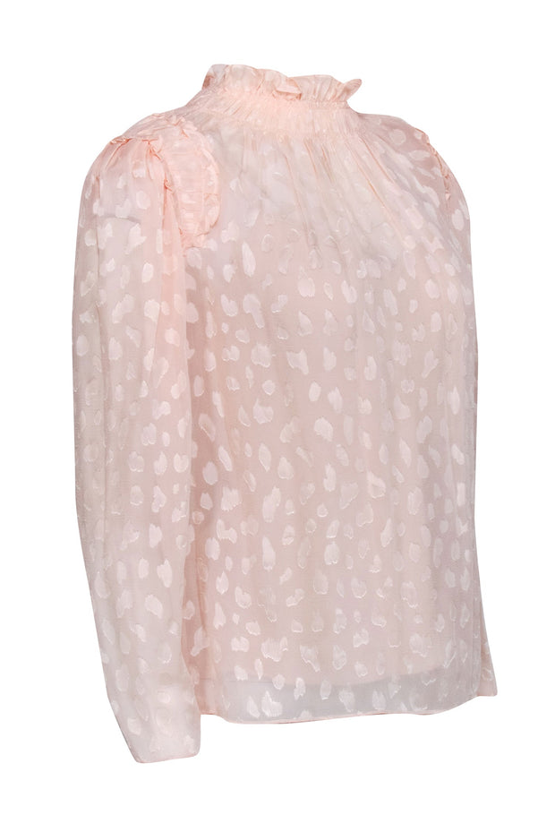 Current Boutique-Rebecca Taylor - Light Pink Blouse w/ Ruffle Neckline Sz 4