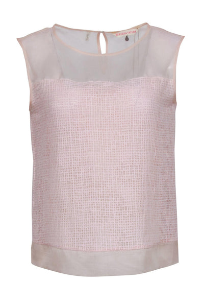Current Boutique-Rebecca Taylor - Light Pink Silk Organza Sleeveless Blouse Sz 4