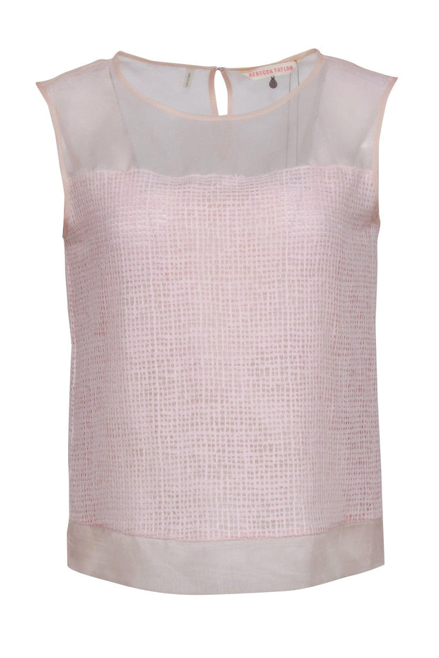 Current Boutique-Rebecca Taylor - Light Pink Silk Organza Sleeveless Blouse Sz 4