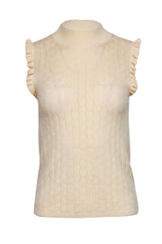 Current Boutique-Rebecca Taylor - Cream Wool Pointelle Mock Neck Top Sz M
