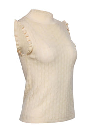 Current Boutique-Rebecca Taylor - Cream Wool Pointelle Mock Neck Top Sz M
