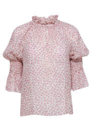 Current Boutique-Rebecca Taylor - Cream & Red Floral Boho Silk Blend Blouse Sz S