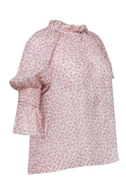 Current Boutique-Rebecca Taylor - Cream & Red Floral Boho Silk Blend Blouse Sz S