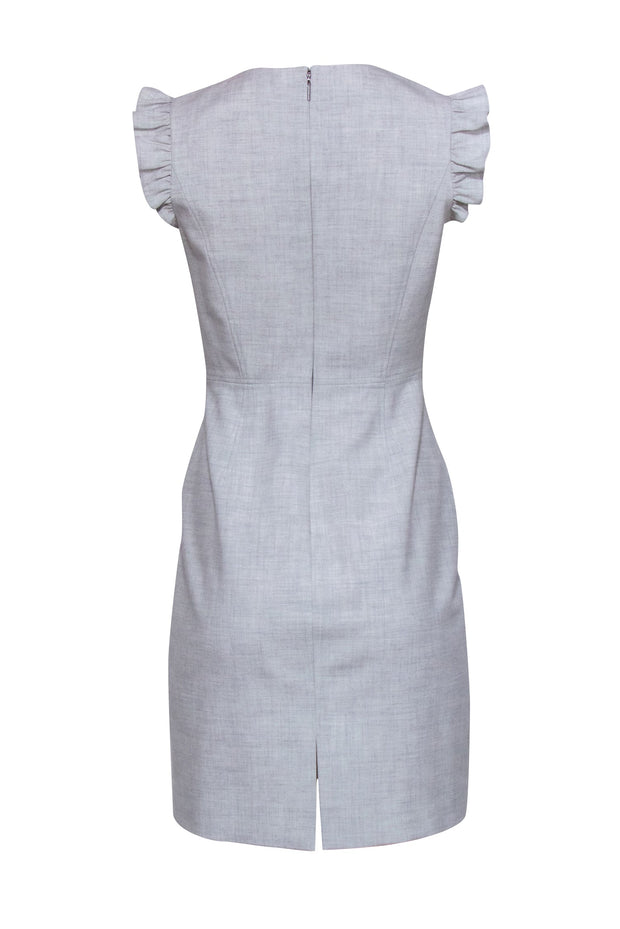 grey mid length dress Grey Wool Midi Dress  Long Sleeve Elegant Winter Dress with Pockets 3849 Grey / XS