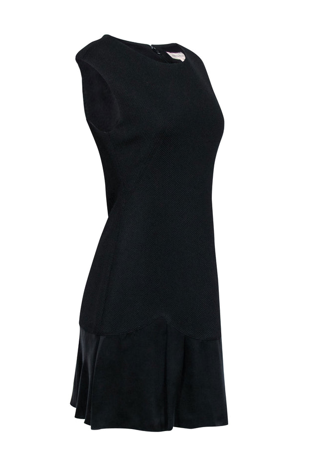 Rebecca Taylor Black Textured Pleated Mixed Media 6 Shift Dress