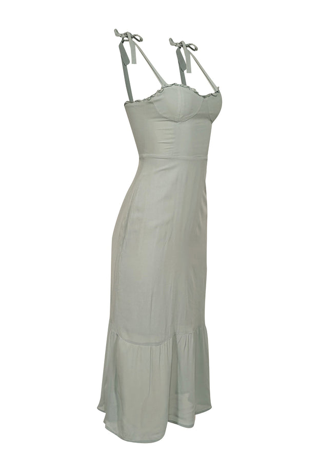 Reformation - Celadon Green Tie-Shoulder Midi Dress Sz 0P Reformation - Celadon Green Tie-Shoulder Midi Dress Sz 0P