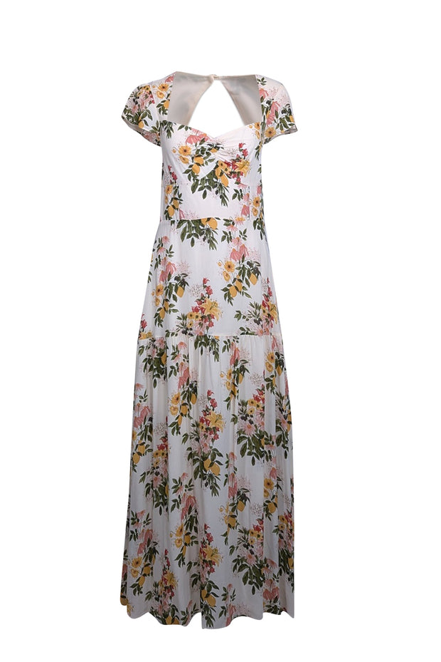 reformation floral midi dress REFORMATION Cyprus Tiered Floral-Print Organic Cotton-Blend Poplin Midi Dress