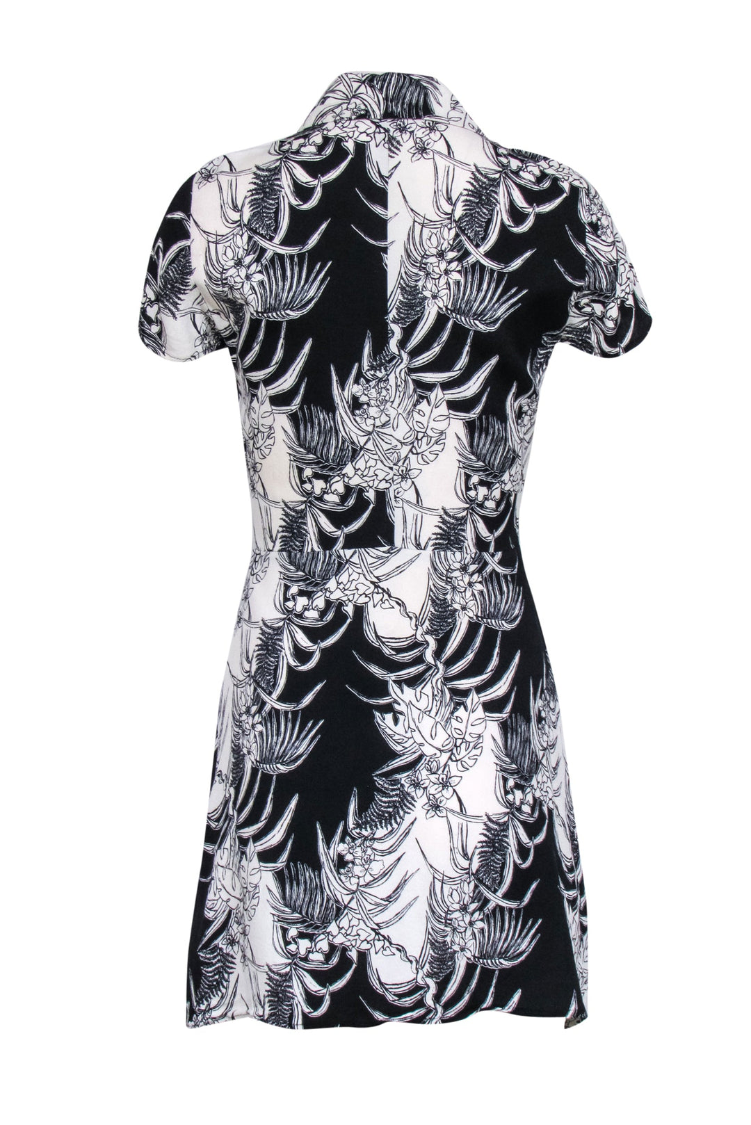 Reformation - Black & Ivory Print Short Sleeve Button Front Shirt Dres Reformation - Black & Ivory Print Short Sleeve Button Front Shirt Dres