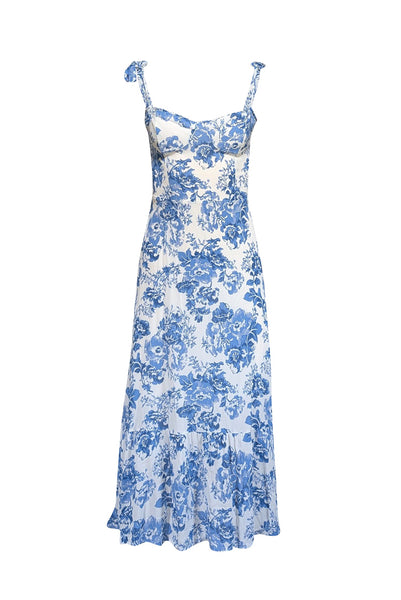 Reformation - White & Blue Floral Sleeveless Dress Sz 6