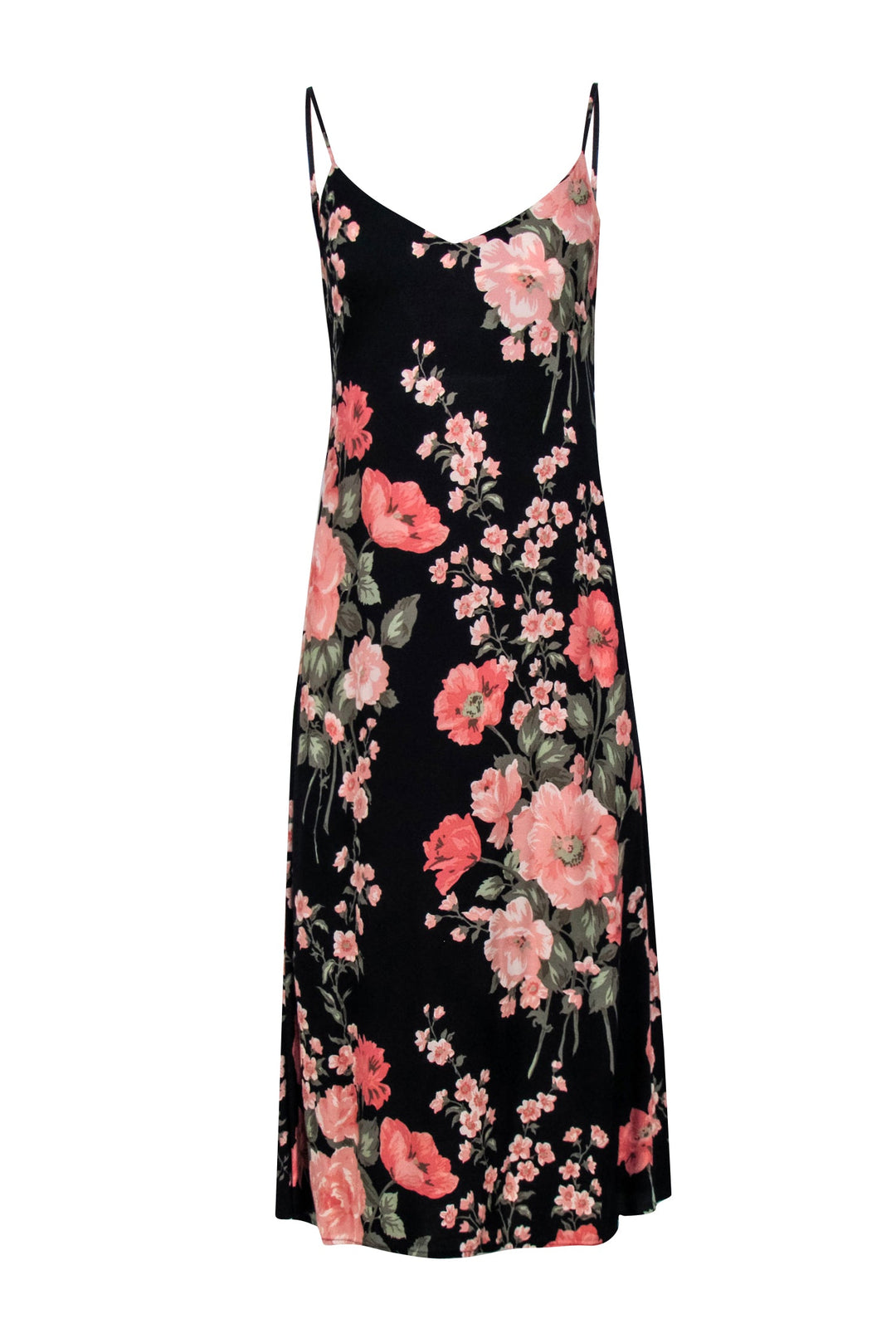 black and pink midi dress Reformation