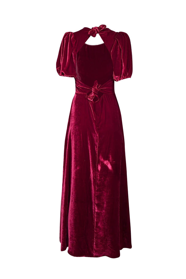 Reformation - Crimson Red Velvet Puff Sleeve Dress Sz 8 Reformation - Crimson Red Velvet Puff Sleeve Dress Sz 8