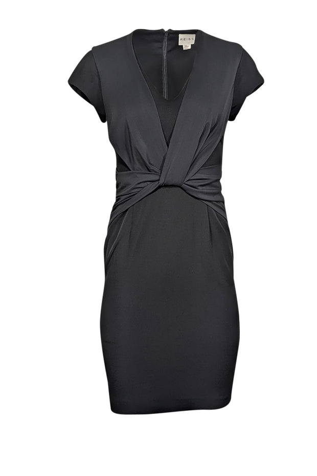 Reiss - Black Cap Sleeve Knee Length Cocktail Dress Sz 2 Reiss - Black Cap Sleeve Knee Length Cocktail Dress Sz 2