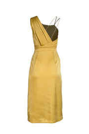 Reiss - Golden Yellow Satin Sleeveless Slit Front Dress Sz 2 - Current Boutique