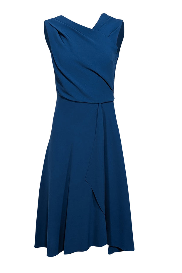Current Boutique-Reiss - Blue Sleeveless Asymmetrical Midi Dress Sz 6