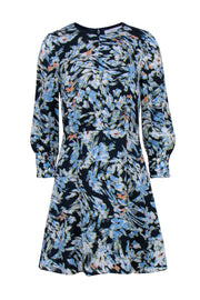 Current Boutique-Reiss - Navy w/ Multicolor Abstract Floral Print A-Line Dress Sz 6