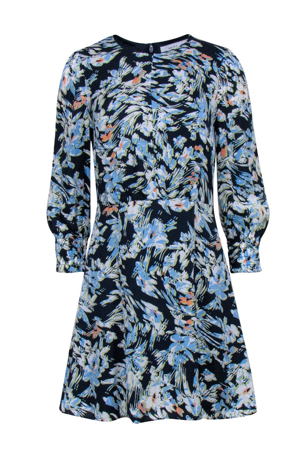 Current Boutique-Reiss - Navy w/ Multicolor Abstract Floral Print A-Line Dress Sz 6