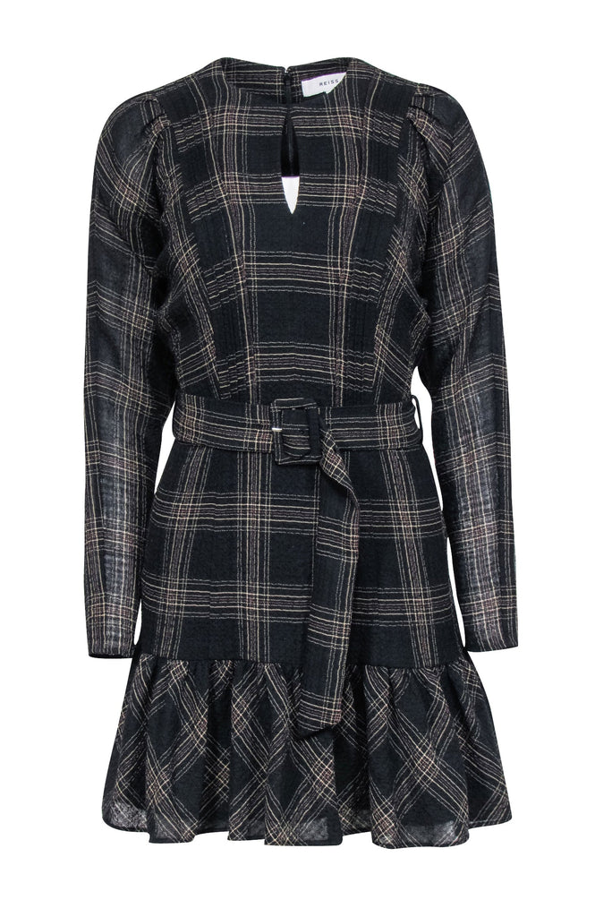 Reiss - Black & Tan Plaid Belted Dress Sz 2 Reiss - Black & Tan Plaid Belted Dress Sz 2