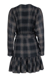 Current Boutique-Reiss - Black & Tan Plaid Belted Dress Sz 2