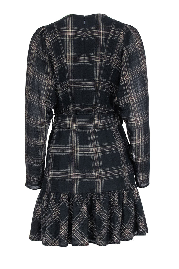 Current Boutique-Reiss - Black & Tan Plaid Belted Dress Sz 2