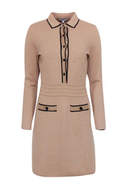Reiss - Beige Thick Knit Button Up Sweater Dress w/ Gold Metallic Acce Reiss - Beige Thick Knit Button Up Sweater Dress w/ Gold Metallic Acce