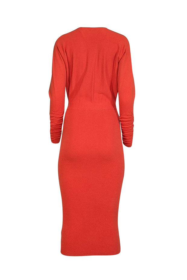 Reiss Jenna - Cashmere Blend Ruched Sleeve Dress in Orange, Womens, Size XS Reiss Jenna - Cashmere Blend Ruched Sleeve Dress in Orange, Womens, Size XS